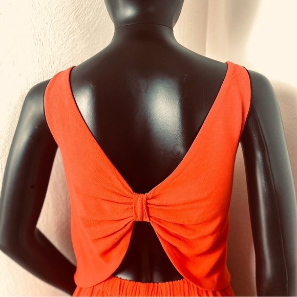 Sandro V-Neck Shift Bow Accent Redish Orange.Short (Mini) Length Dress. Sz 1 - Picture 6 of 15